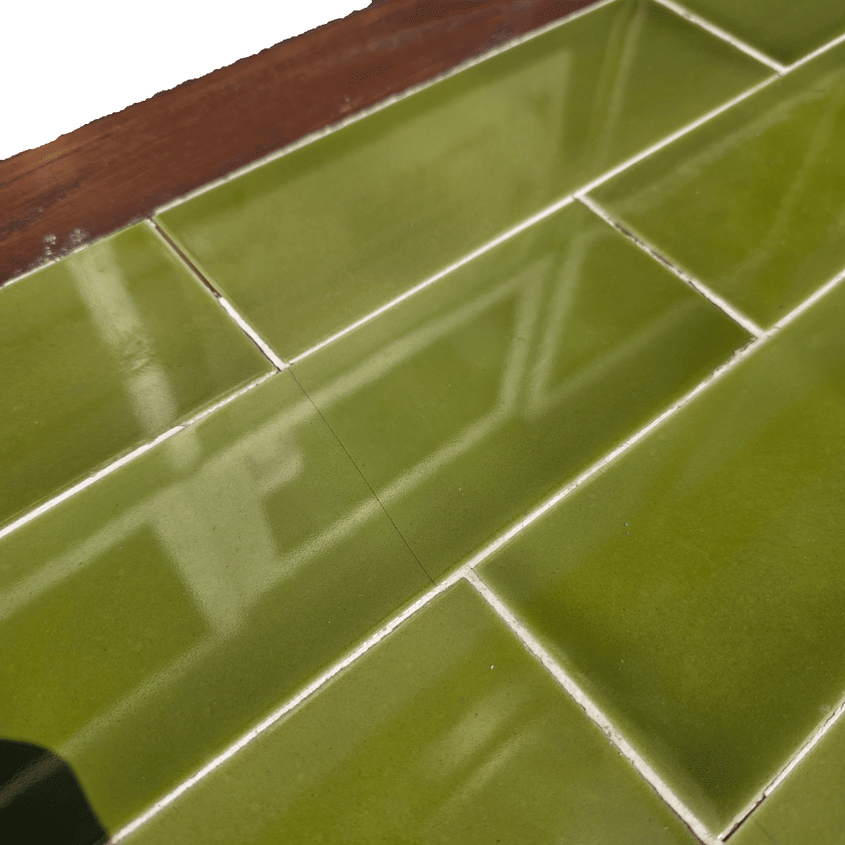 Vintage French dining table with green tiles, 1950s/60s.