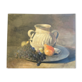 Painting Still life: autumn fruits: pears grapes figs