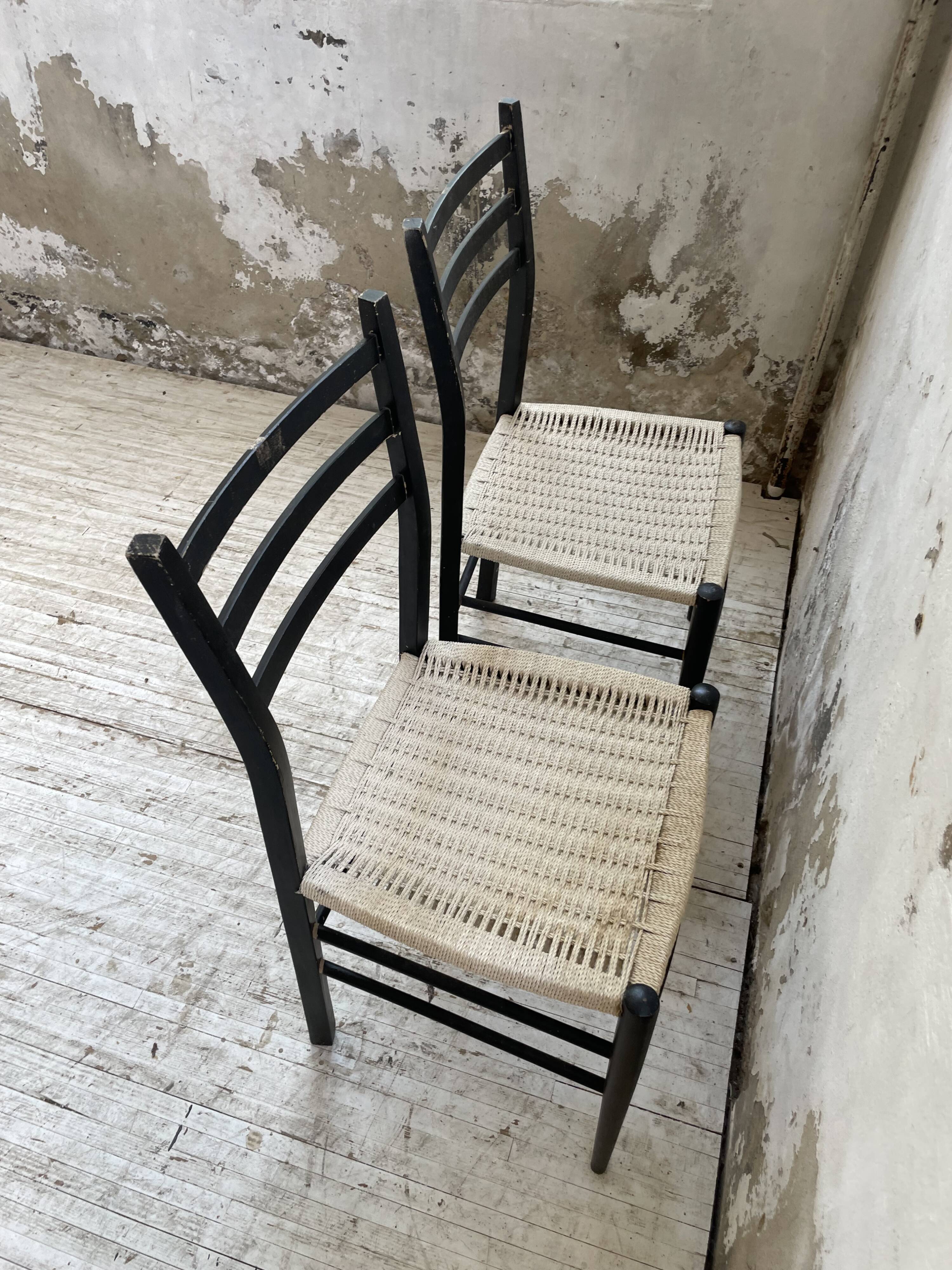 Black Italian rope chairs