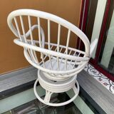 White rattan swivel chair