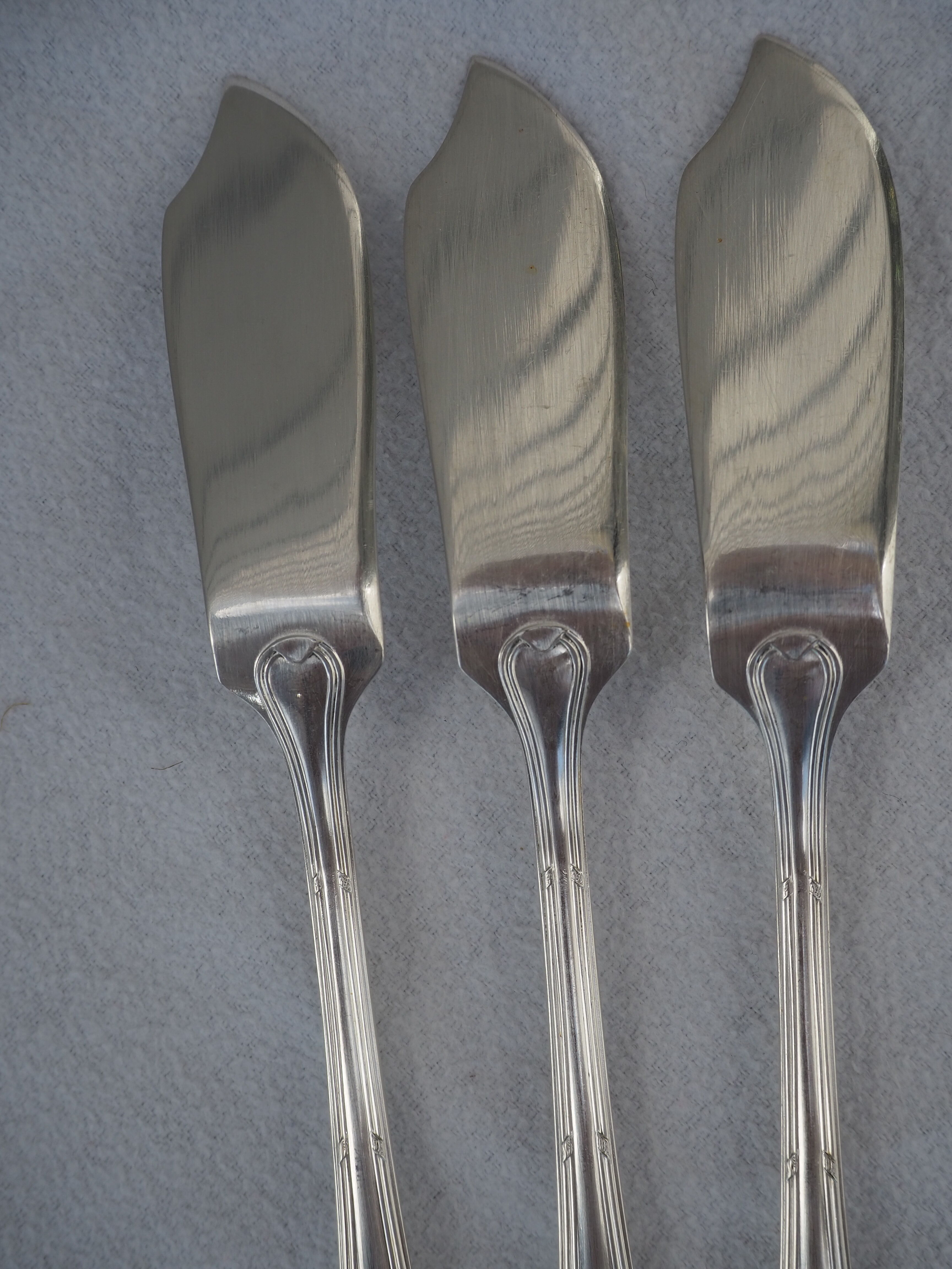 Fish service and its 6 silver-plated cutlery, crossed ribbon model
