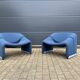 2x Artifort Groovy F598 (M-chair) blue, perfect state! Pierre Paulin
