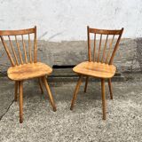 Set of 4 vintage beech bistro chairs – compass legs