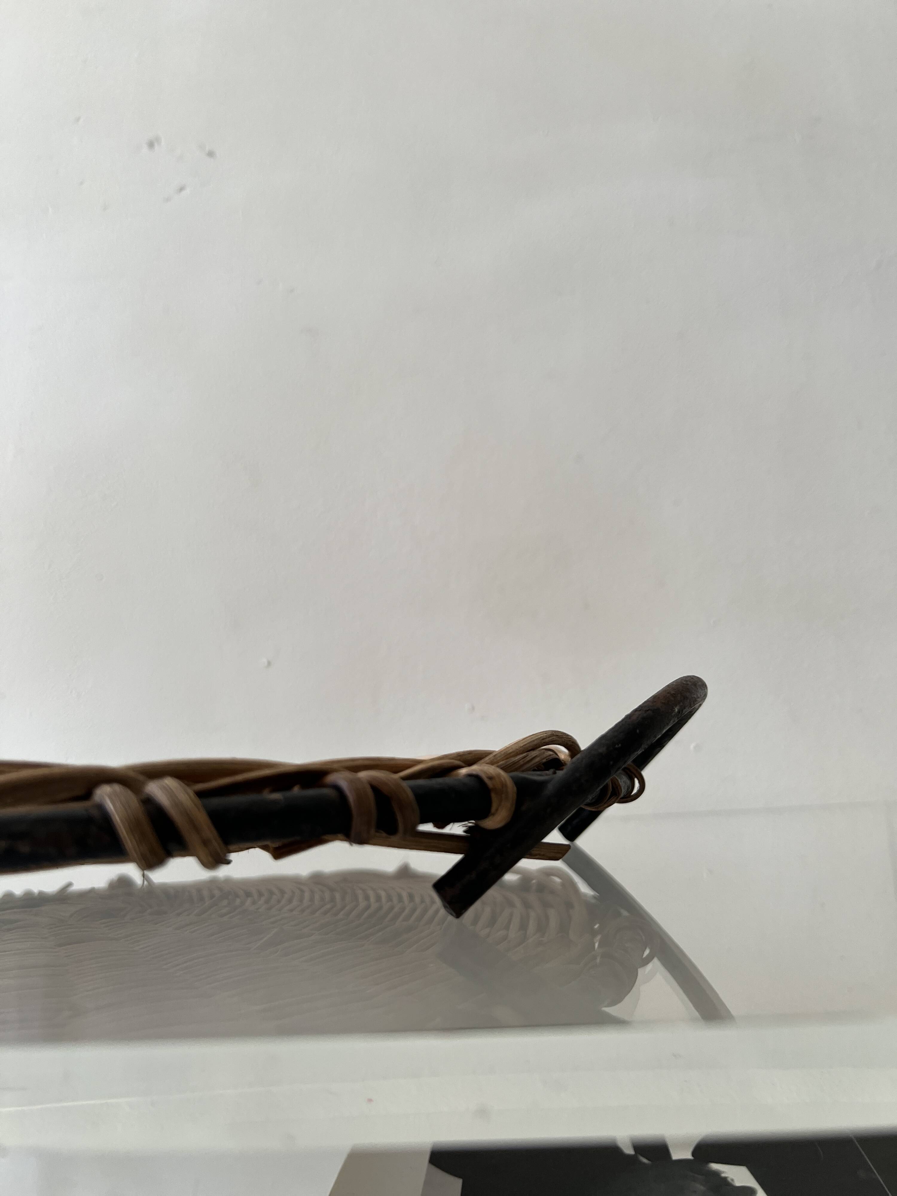 Metal and rattan tray/basket