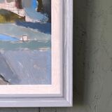 Contemporary "Urban Landscape" Abstract Landscape by British Artist Ian Mood, Framed Oil Painting