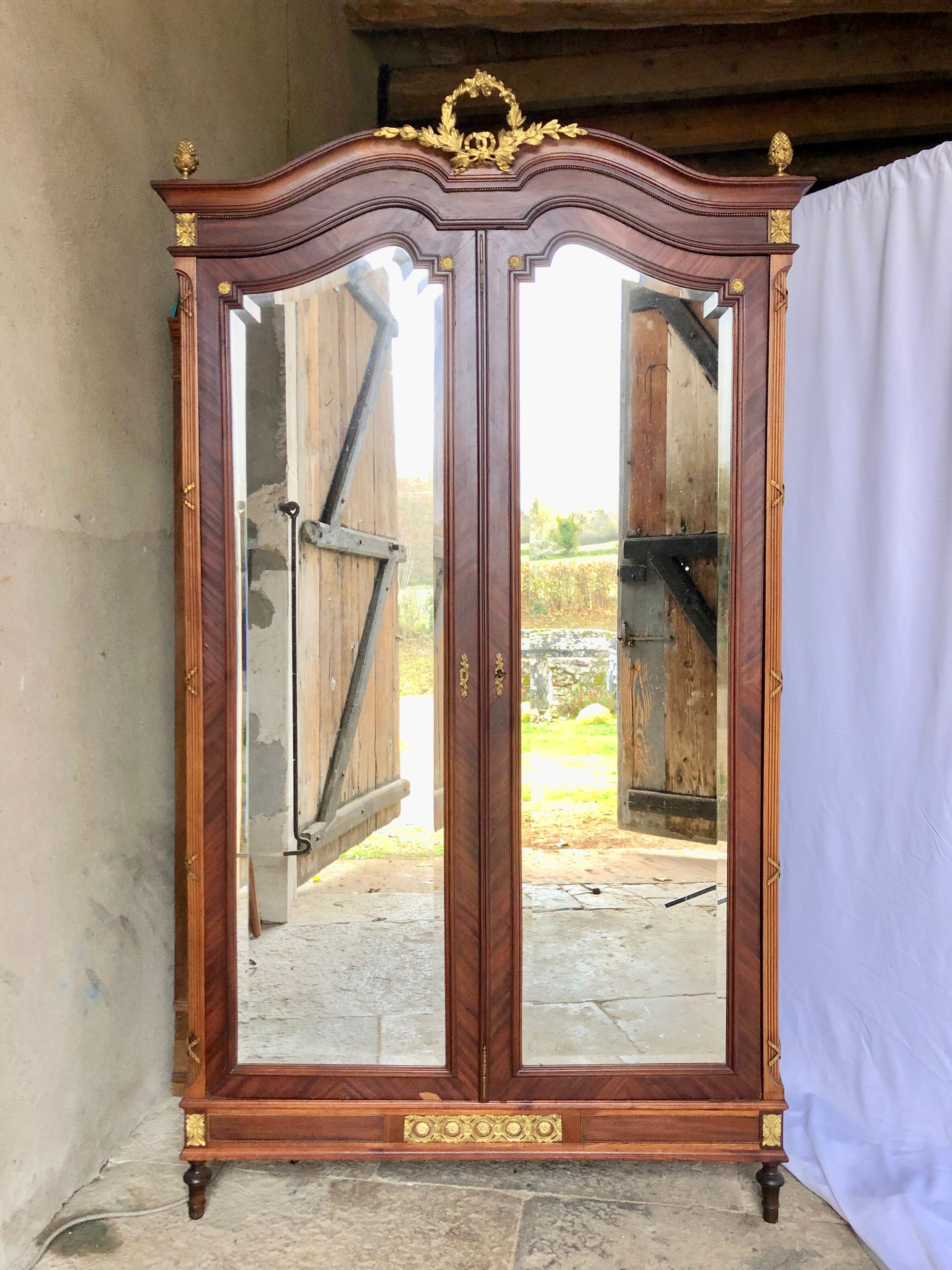 Louis XVI bronze and mahogany cabinet from Mercier Frères