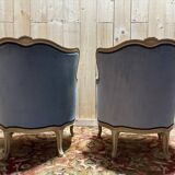 Pair of blue Bergères in Louis XV style