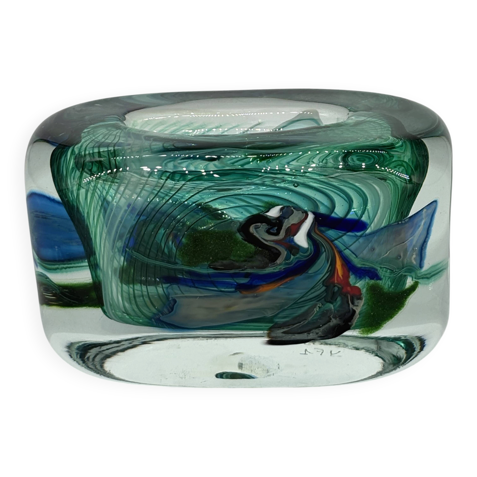Murano vase in green signed by Robert Pierini.