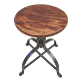 Tabouret Bienaise des années 1935, modèle 203 à 4 pieds cathédrales en fer plat réunis par une entre
