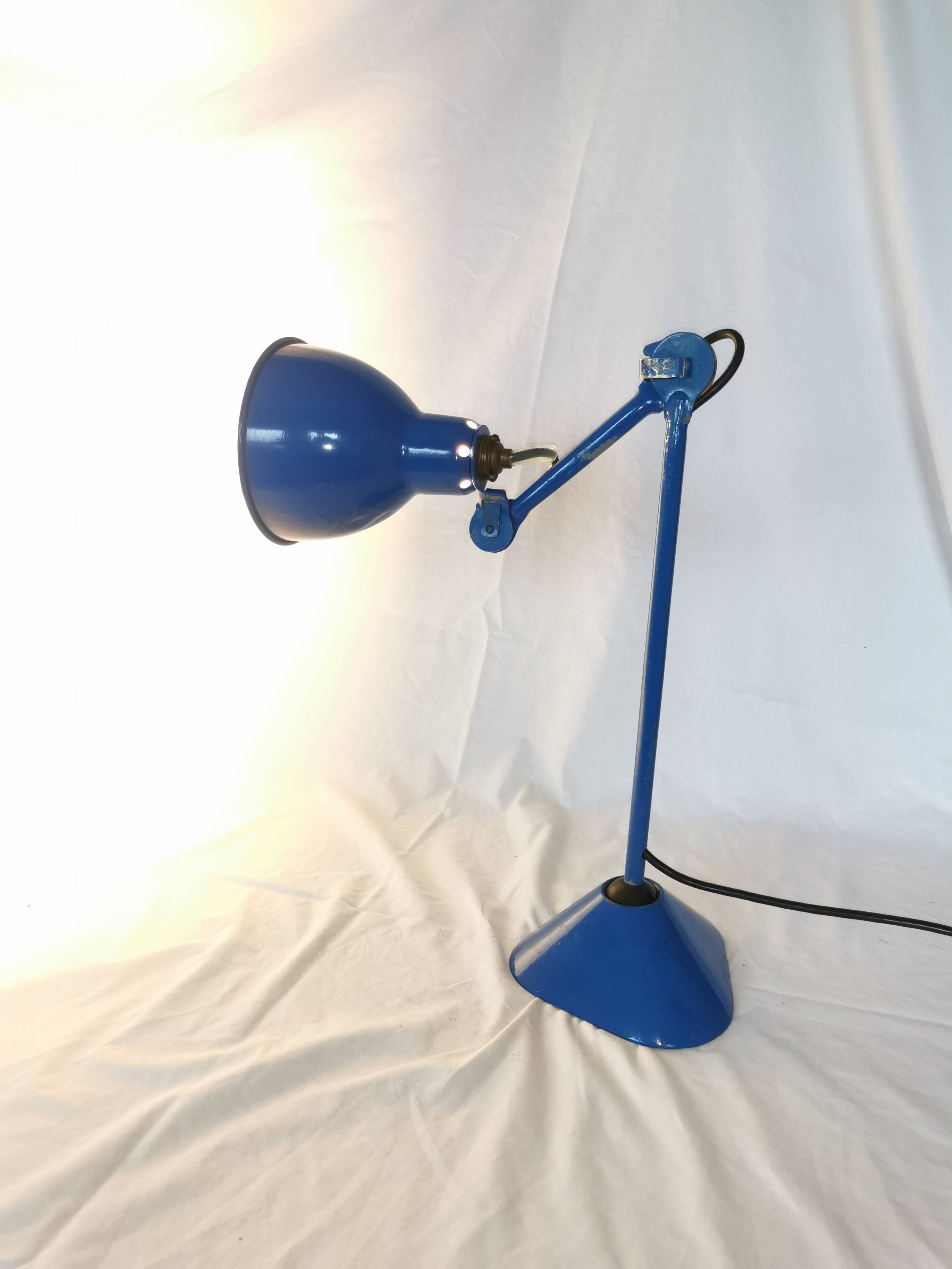 RAVEL articulated lamp, model 205 blue, Bernard Albin Gras, Clamart, France, 1932