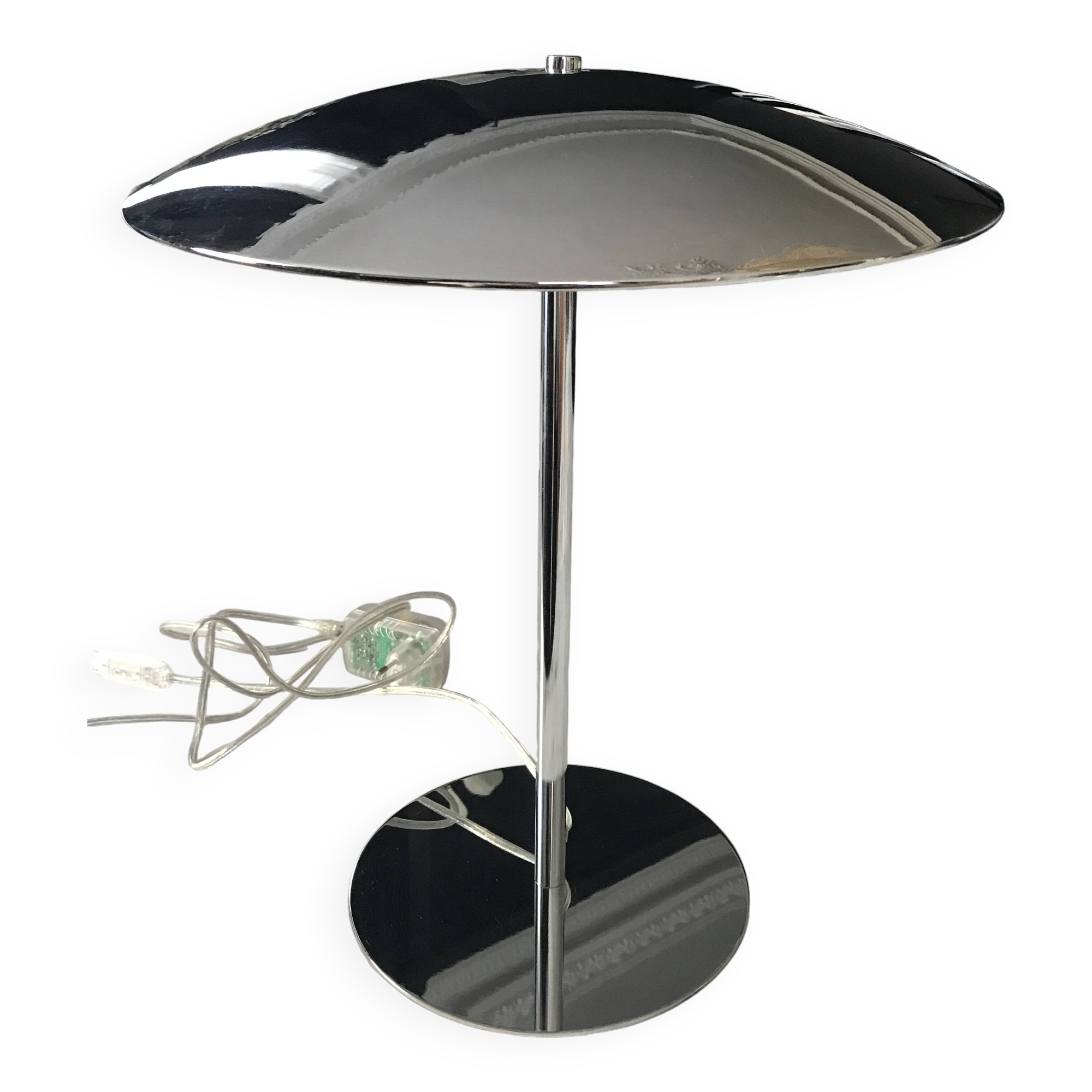 Chrome metal UFO or mushroom lamp