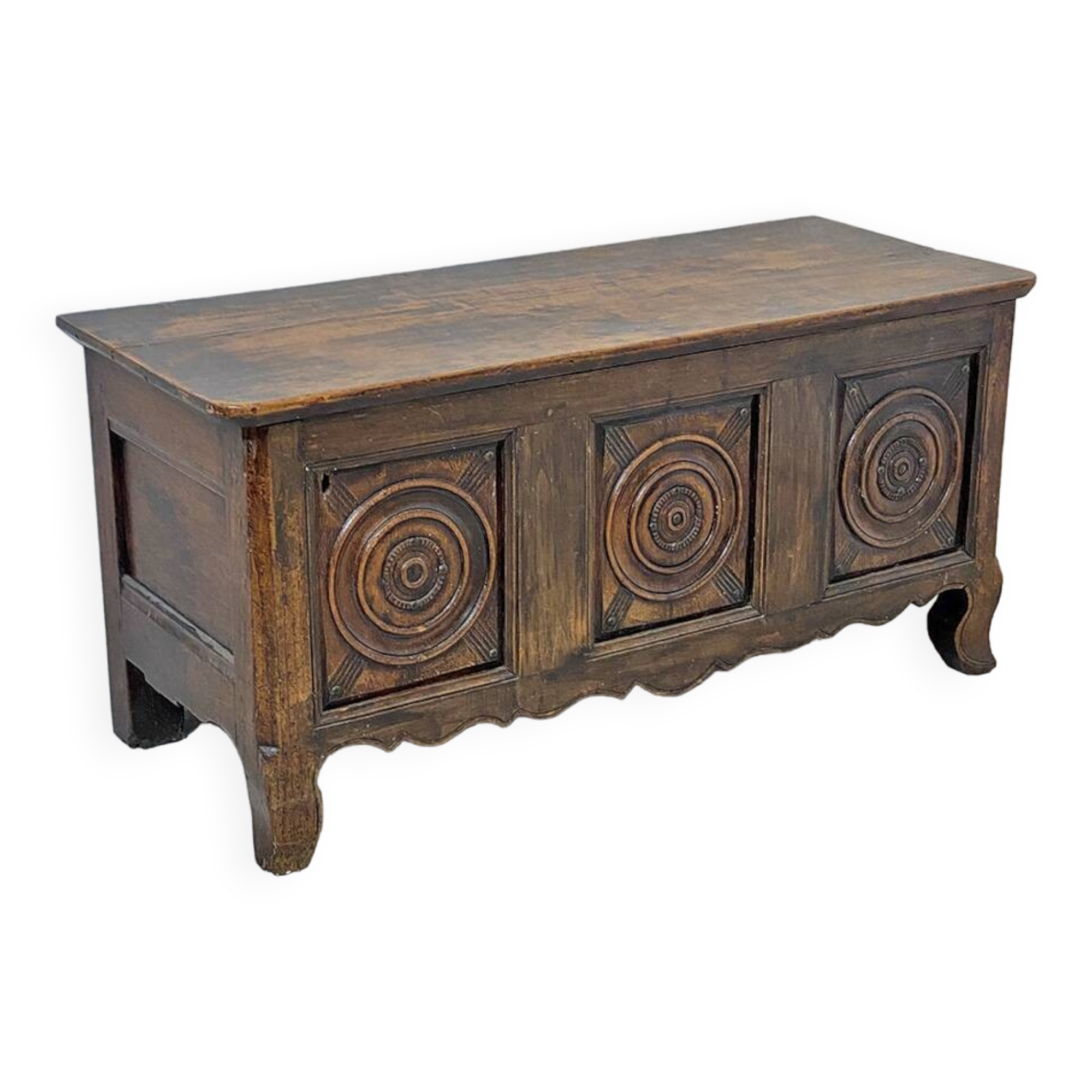 Antique solid oak storage bench