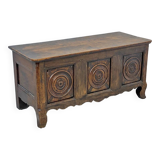 Antique solid oak storage bench