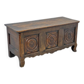Antique solid oak storage bench