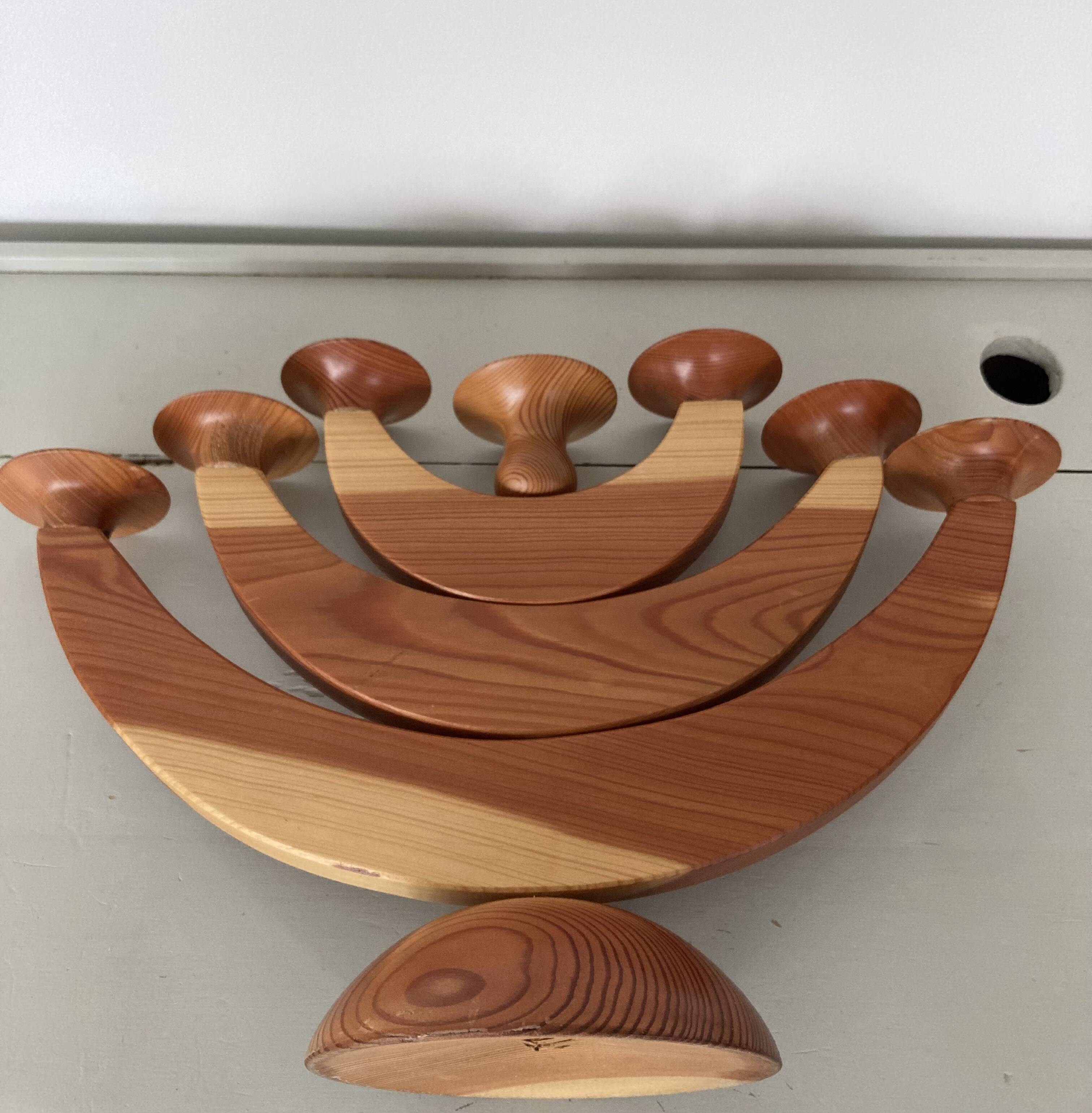 Large Swedish folding candle holder solid wood