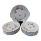 12 plates and 1 serving dish, white porcelain with apple blossom patterns.