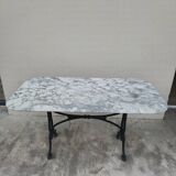 Antique cast iron and marble bistro restaurant table - 1.40m