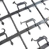 French brutalist coffee table, forged wrought iron, shepherd with dog and his herd, 1970s, transparent glass top