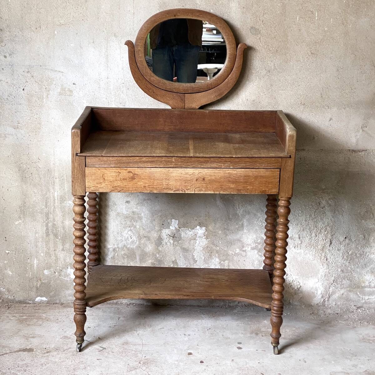 Vintage 1950s turned wood dressing table