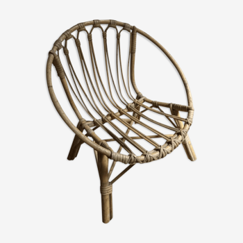 Vintage child rattan armchair