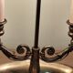 bronze and brass 2-bulb bouillotte lamp, red desk lamp