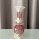 Vintage Patchwork Onyx Vase – Pink & White Stone, Handcrafted (ca. 1970s)