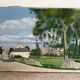 Landscape, arrival at the village, oil on canvas