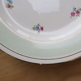 6 assiettes anciennes plates fleuries rebord mint