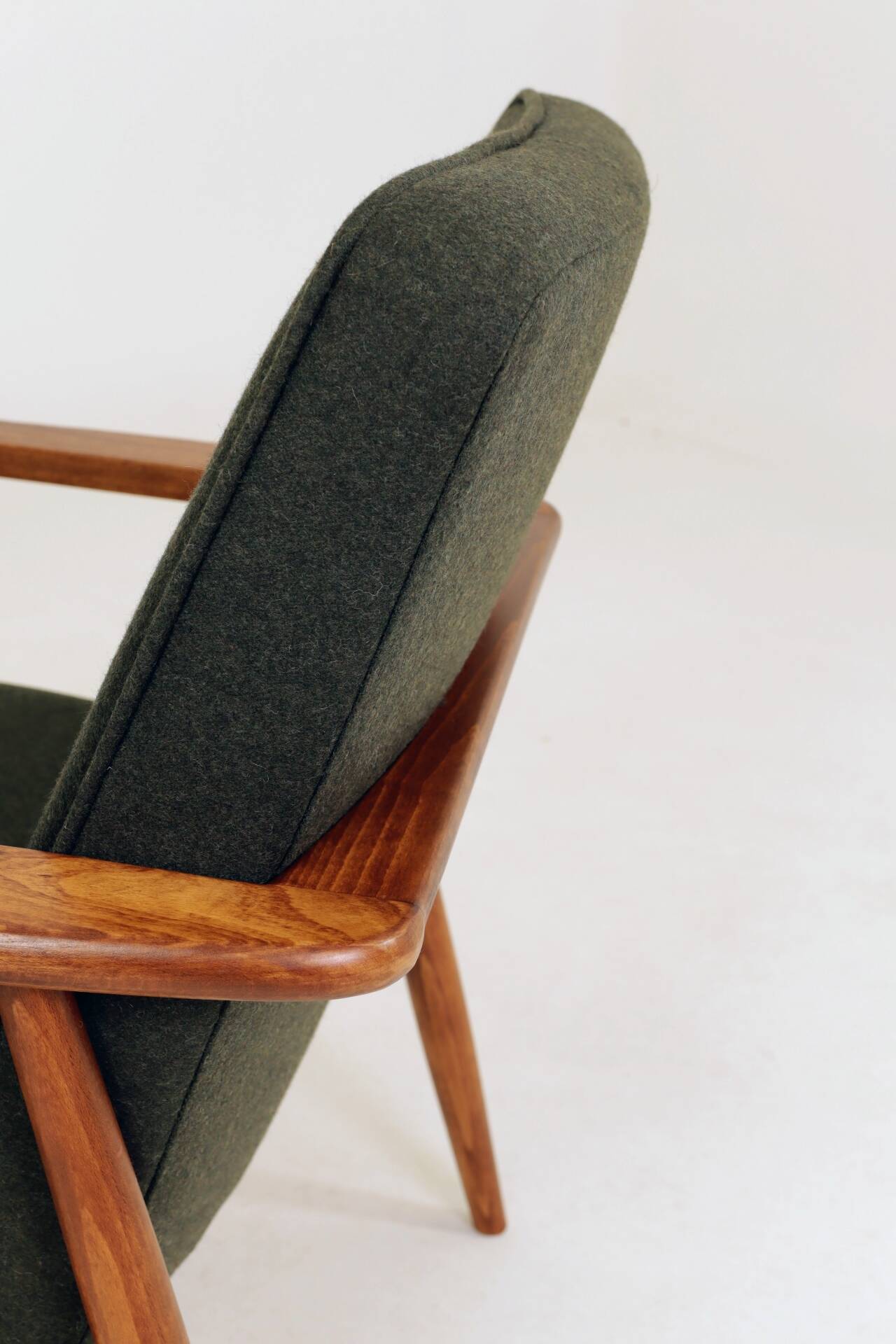 Modern living room chair deep olive green wool by M.Zielinski