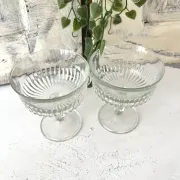 Coupe Glasses – French Set of 6 Pressed Glass Sunburst Cocktail Desser