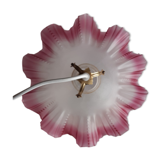Opaline pendant light with pink edge