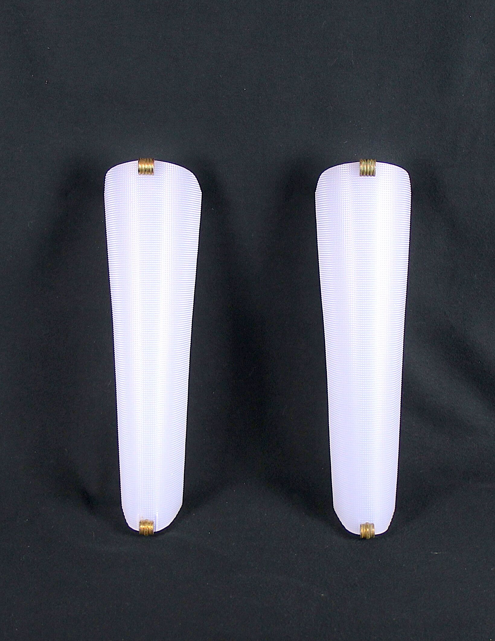 Pair of perspex wall lights with brass detail mid-century France