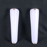 Pair of perspex wall lights with brass detail mid-century France