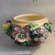 Grand Cache-pot Barbotine Art Nouveau - Décor Pavots Polychrome