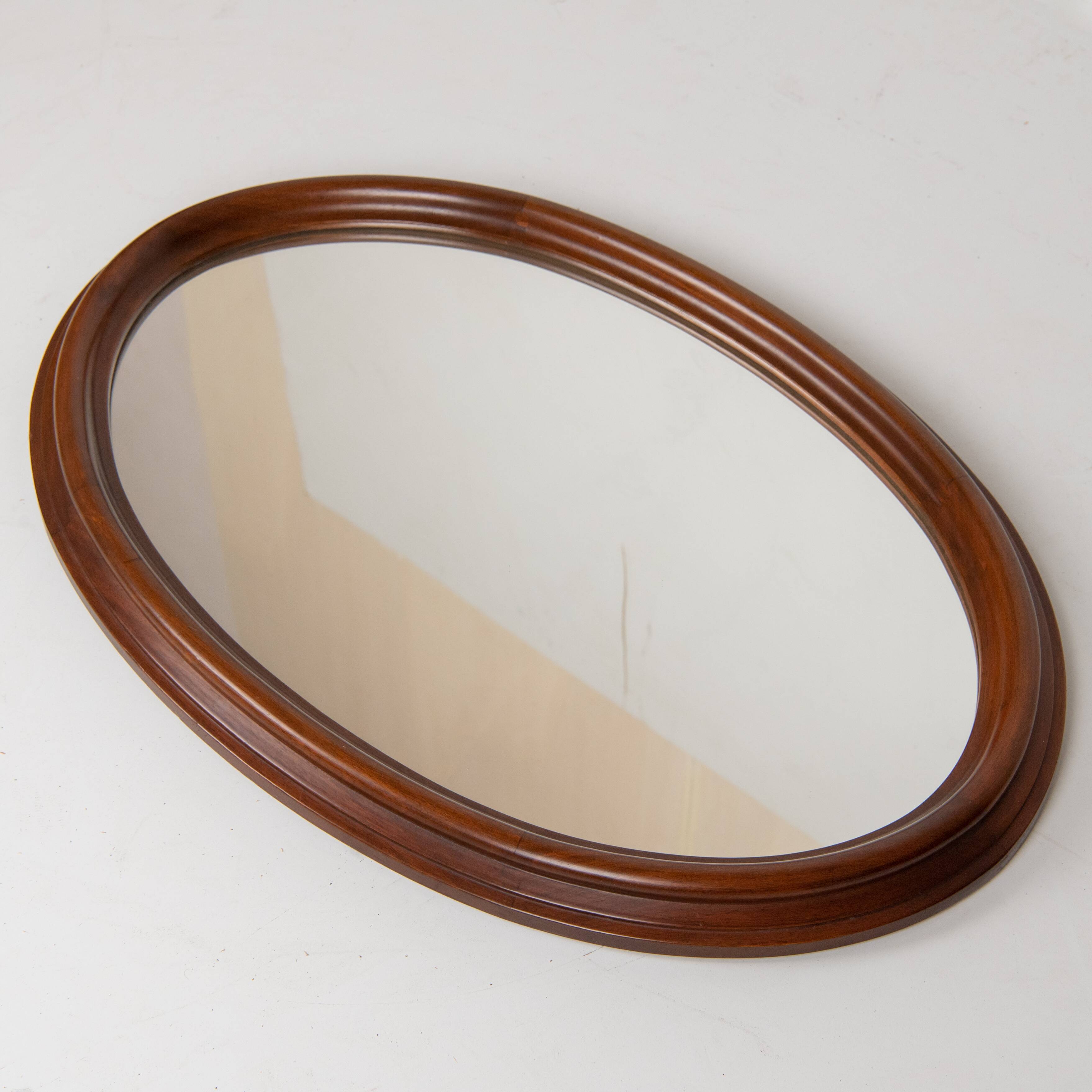 1950 Vintage Oval wood Mirror