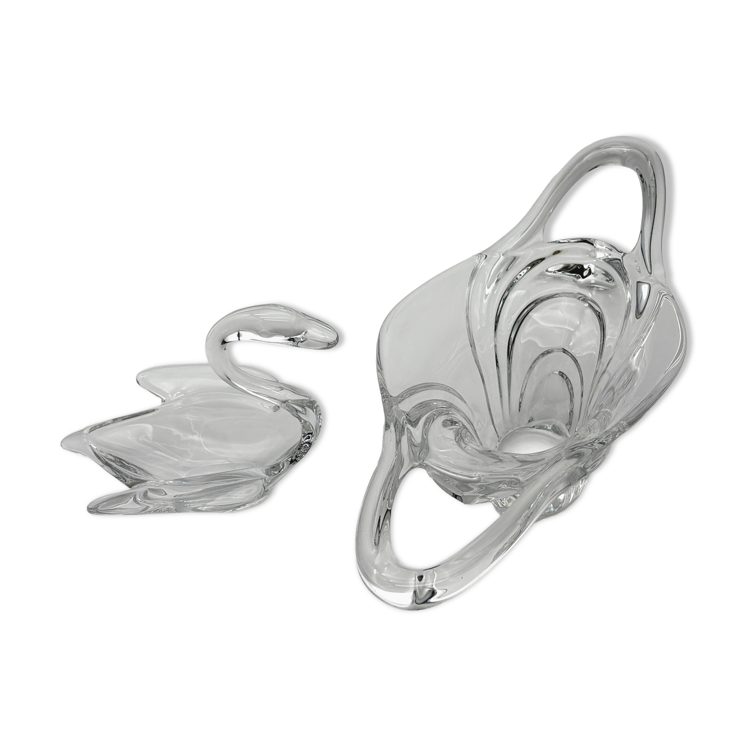 Large crystal centrepiece Art Vannes & matching swan – 54 cm