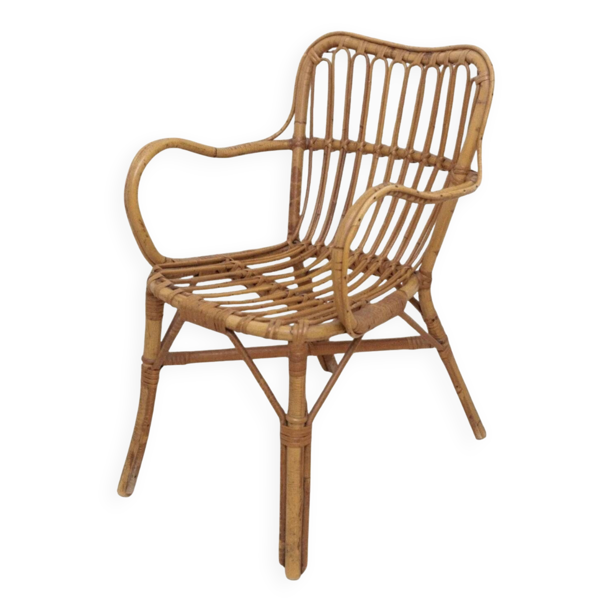 Vintage bamboo and rattan armchair, Florida style, Italy, 1970s.