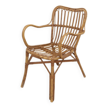 Fauteuil vintage en bambou et rotin, style Florida, Italie, années 1970