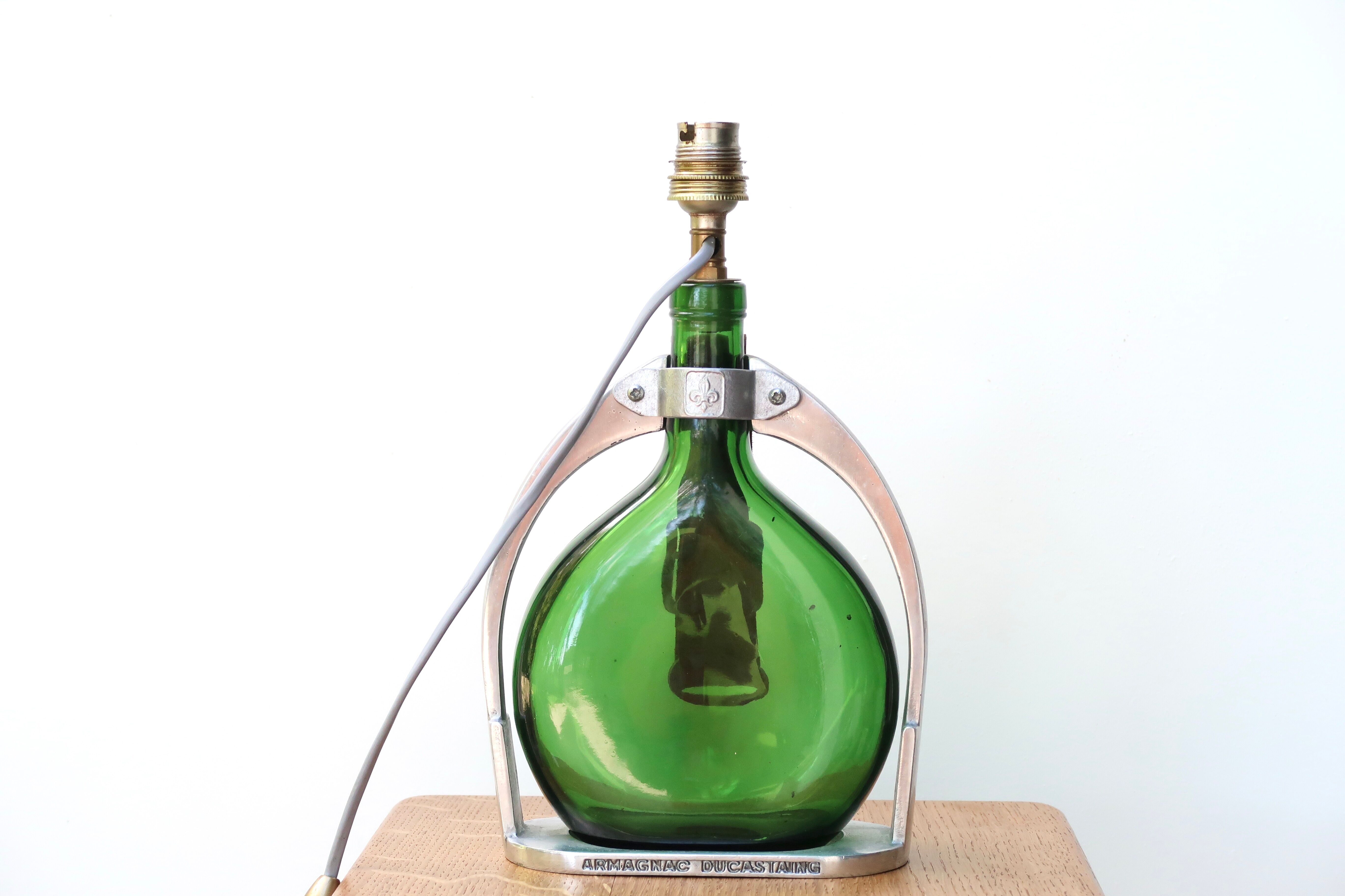 Armagnac Ducastaing bottle lamp and its stirrup, 60s