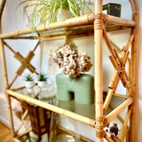 Rattan and glass shelf