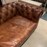 Canapé Chesterfield cuir 3 places marron