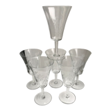 Set of 7 glasses of wine / crystal water 60s