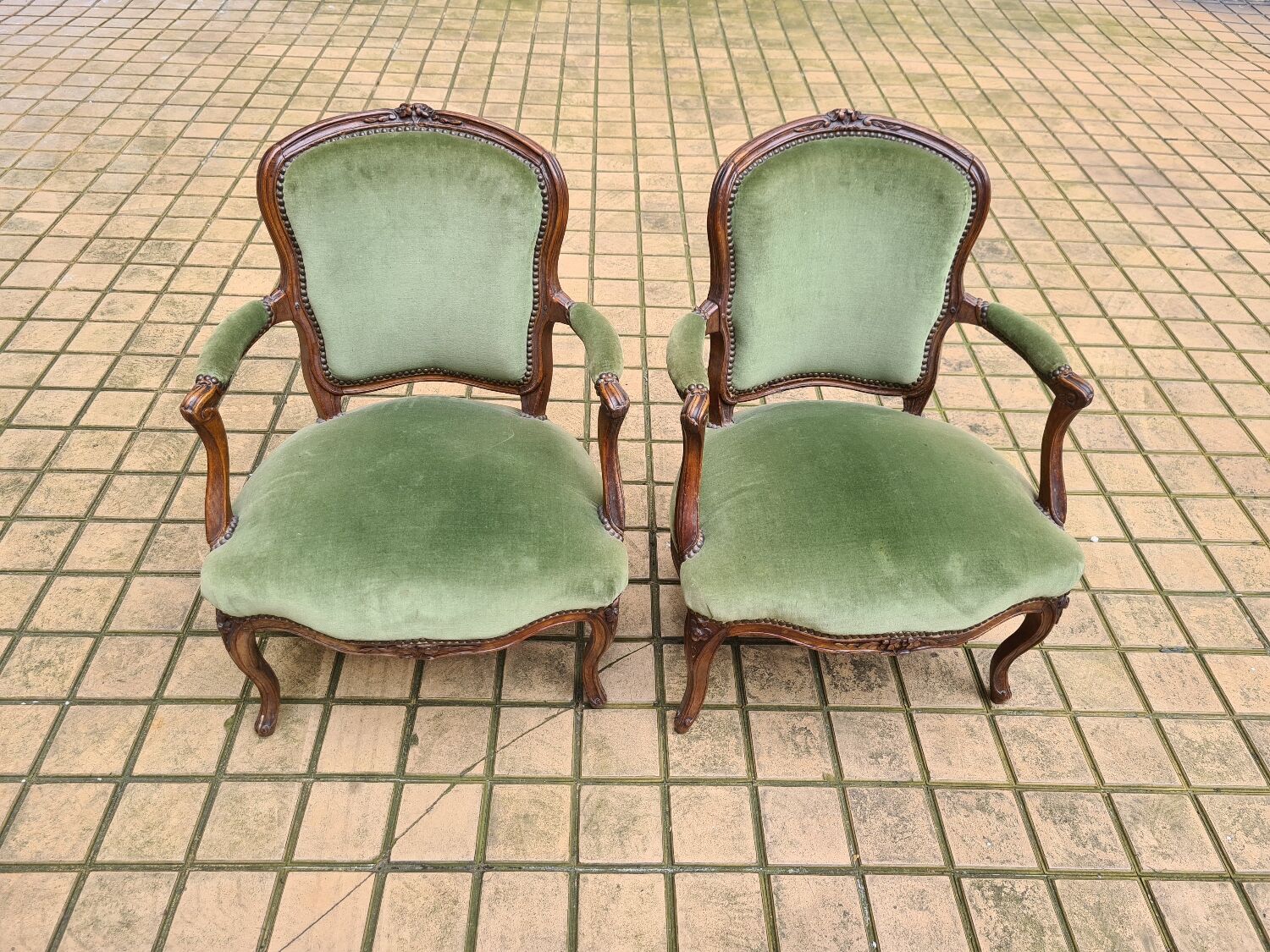 Pair of armchairs Louis XV period, stamped Baudin