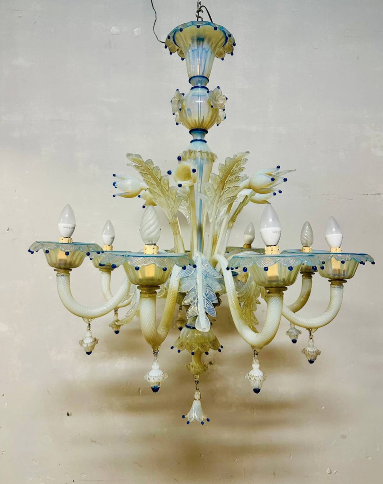 Lampadario vintage in vetro di Murano, anni '20