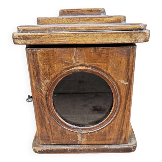 Art Deco wall display case in Burmese teak