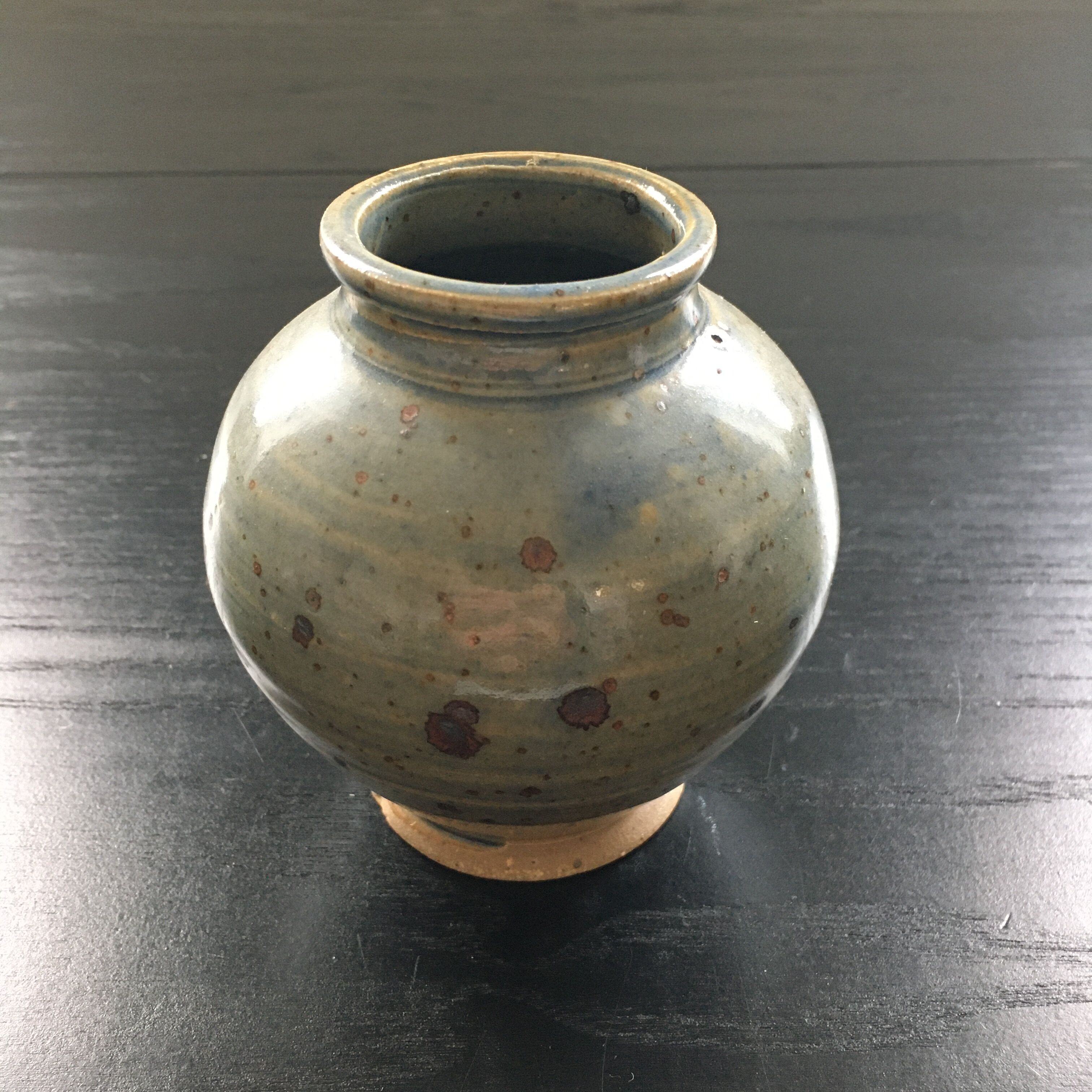 Blue grey sandstone ball vase