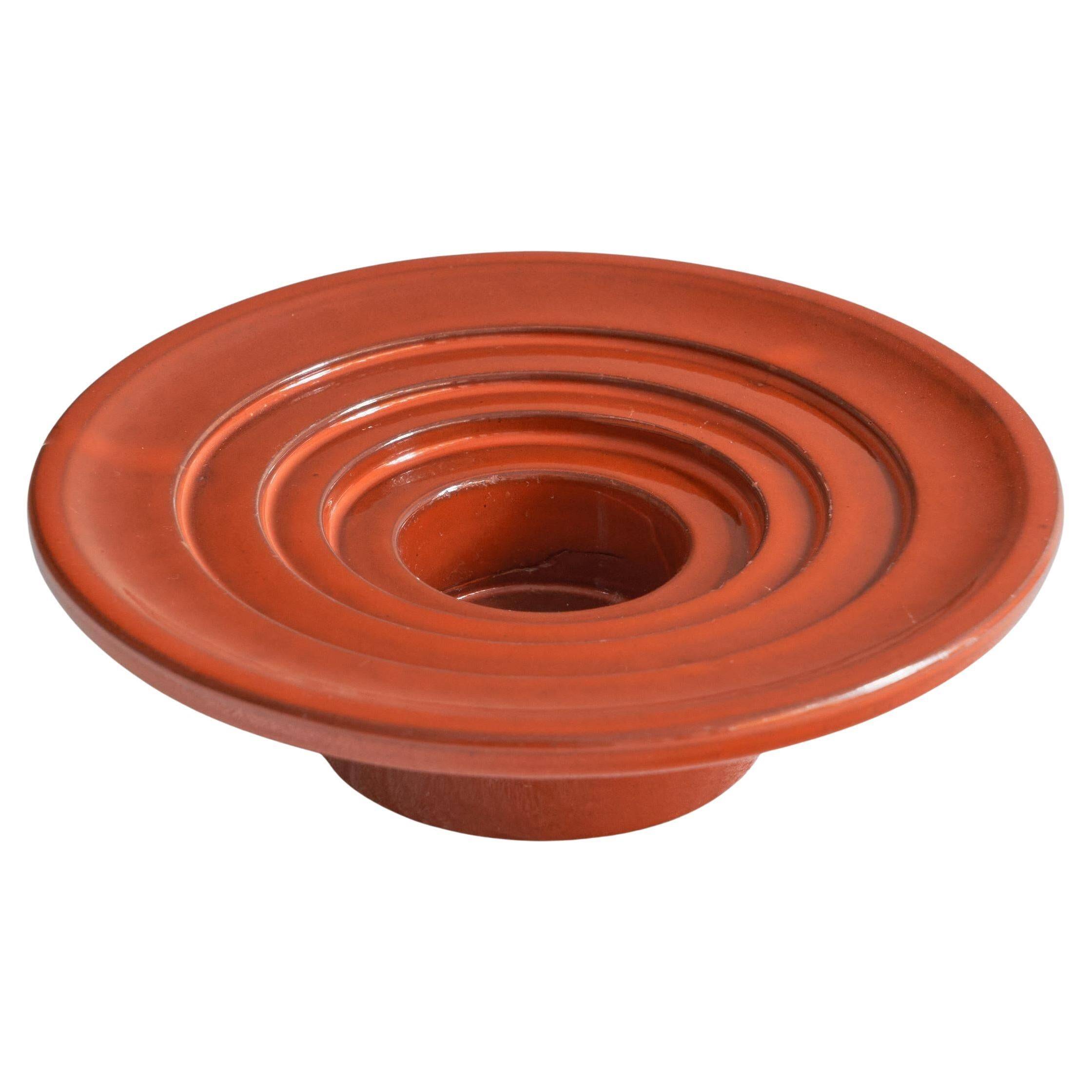 Candle holder or decorative bowl in glazed ceramic, mid-20th century.