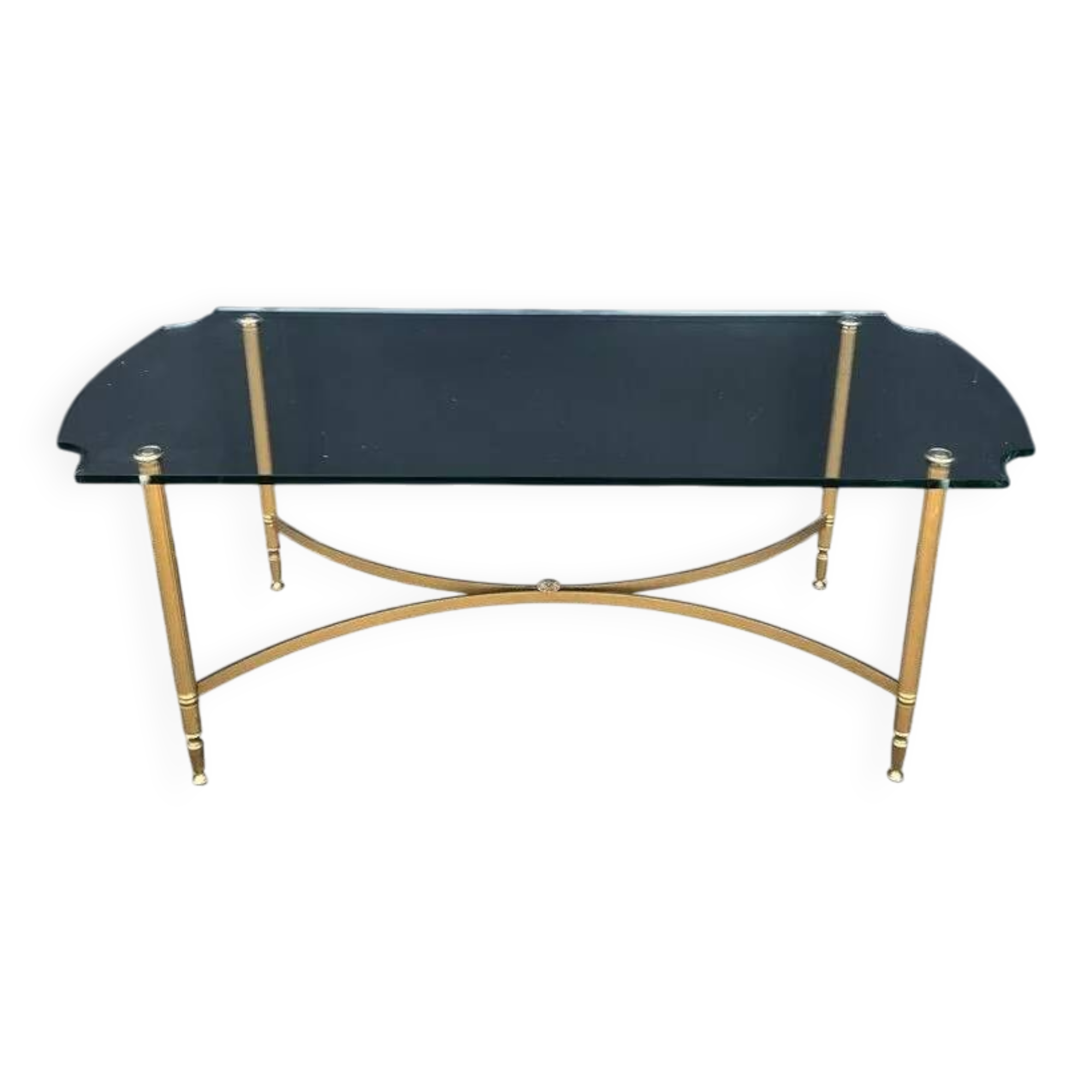 Vintage coffee table with glass top