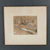 Charcoal gouache drawing by Félix Labbé Orchaise XXe