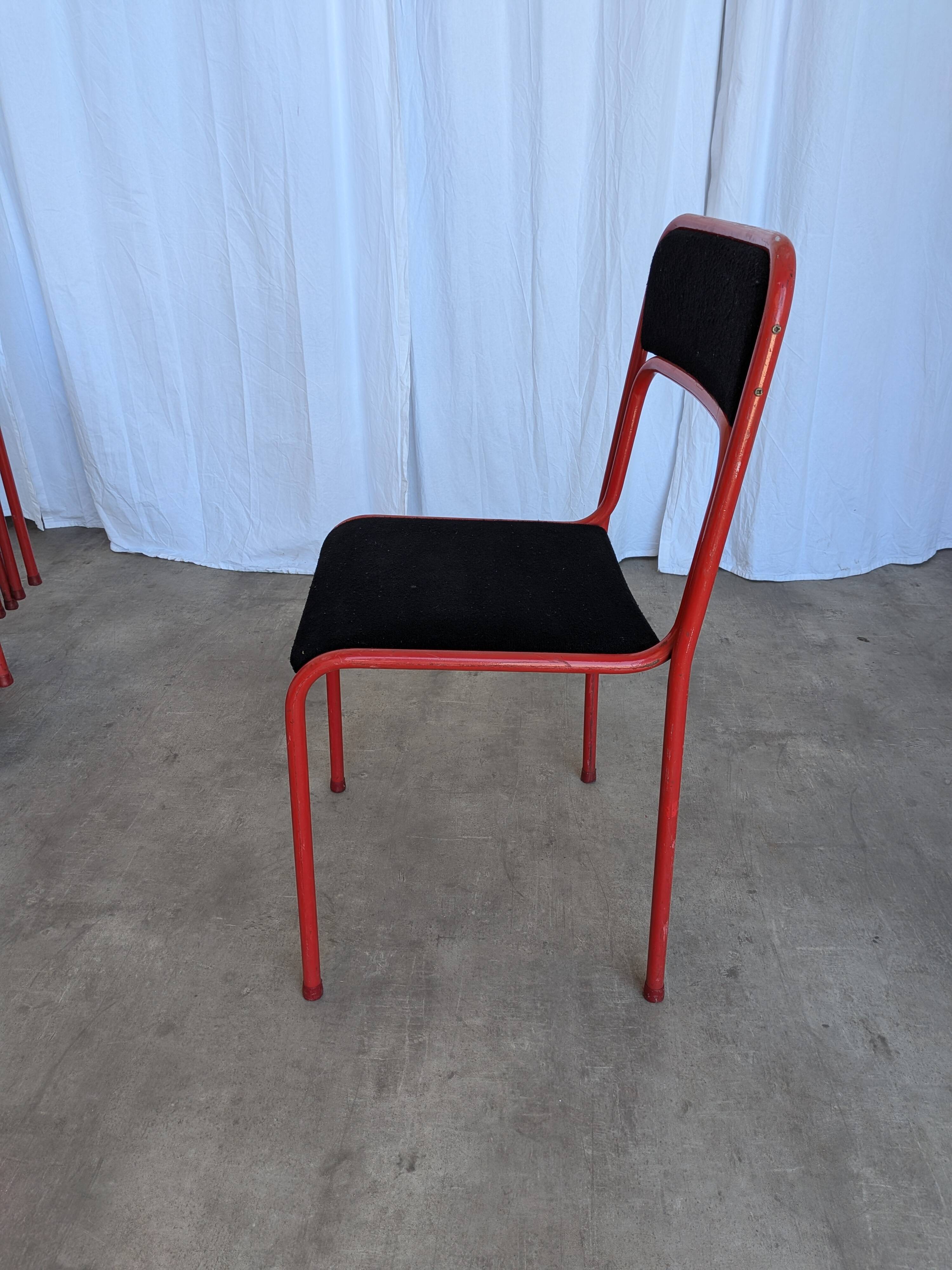 Space Age Stackable Dining Chair / 1970s Red & Black Metal Chair (9 in stoc